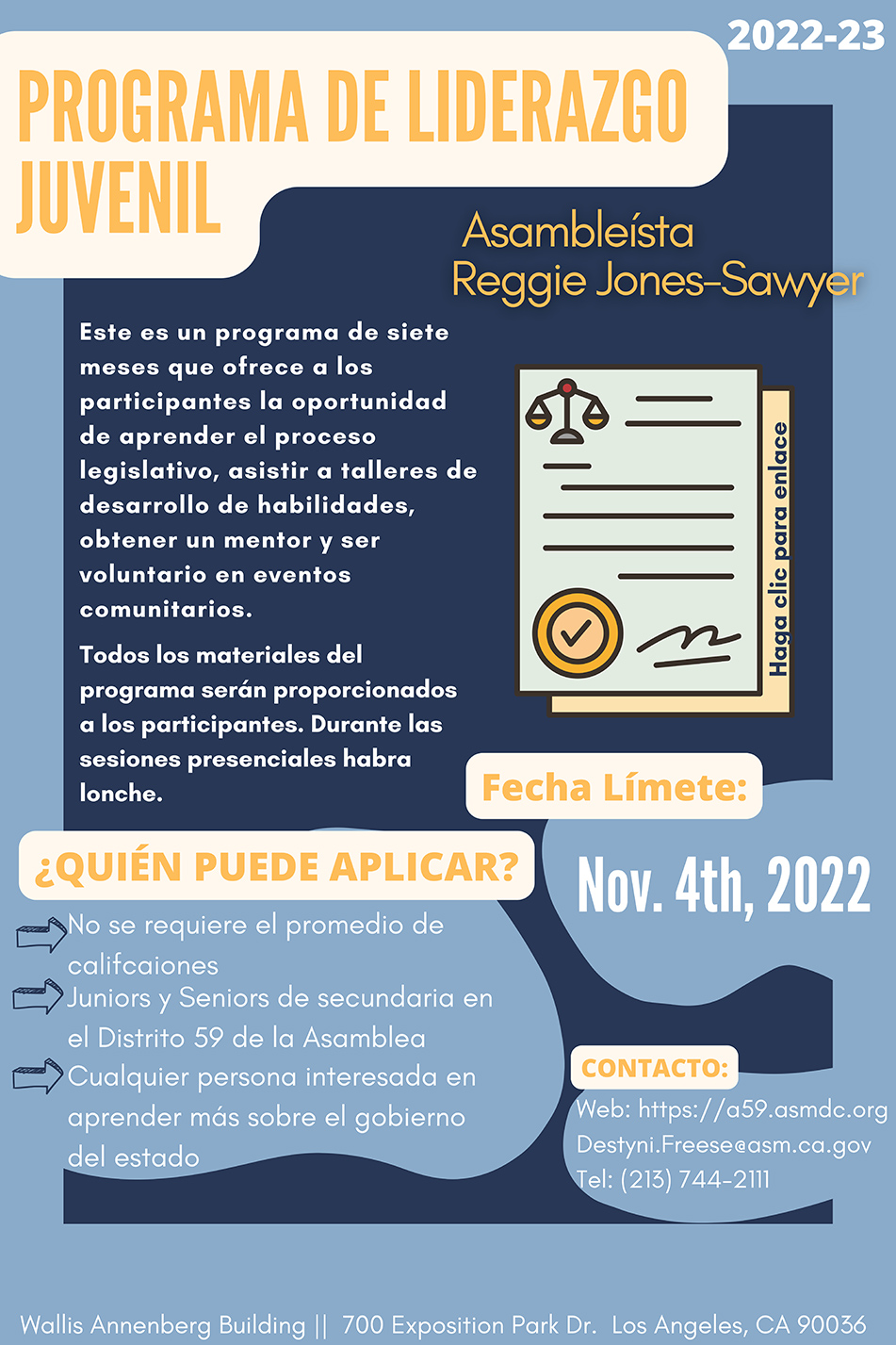 Youth Leadership Program flyer (Spanish)